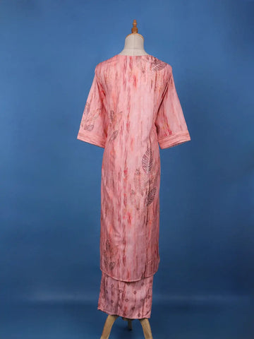 Peach Floral Design Printed Cotton Salwar Suit - Diadem