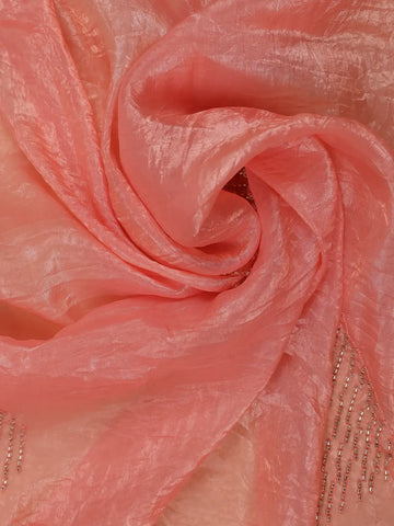 Peach Floral Designed Organza Designer Saree - Diadem