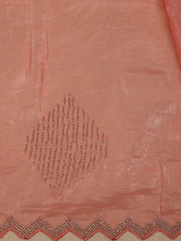 Peach Floral Designed Organza Designer Saree - Diadem