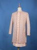Peach Floral Embroidered Jacquard Sherwani Suit - Diadem