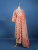 Peach Floral Printed Cotton Salwar Suit Set with Dupatta - Diadem