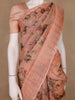 Peach Floral Printed Pura Tussar Silk Saree - Diadem
