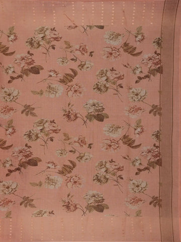 Peach Floral Printed Pura Tussar Silk Saree - Diadem