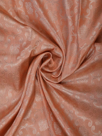 Peach Floral Woven Pure Kanchipuram Silk Saree - Diadem