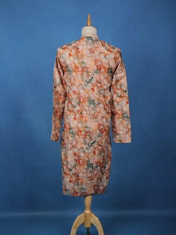 Peach Multicolor Floral Printed Straight Kurta - Diadem