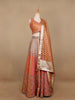 Peach Orange Banarasi Silk Mirror Work Bridesmaids Lehenga - Diadem