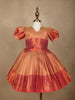 Peach Paisley Designed Silk Pavada Sattai Set - Diadem