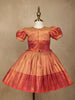 Peach Paisley Designed Silk Pavada Sattai Set - Diadem