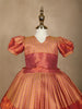 Peach Paisley Designed Silk Pavada Sattai Set - Diadem