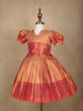 Peach Paisley Designed Silk Pavada Sattai Set - Diadem
