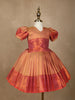 Peach Paisley Designed Silk Pavada Sattai Set - Diadem