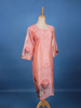 Peach Pink Floral Printed Cotton Kurti - Diadem