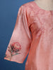 Peach Pink Floral Printed Cotton Kurti - Diadem