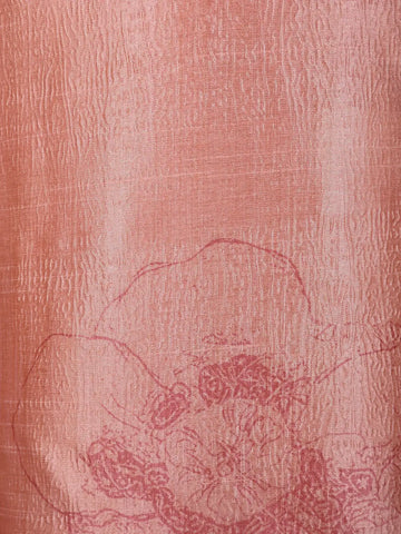 Peach Pink Floral Printed Cotton Kurti - Diadem