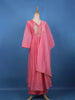 Peach Pink Floral Sequin Embroidery Silk Cotton Salwar Suit - Diadem