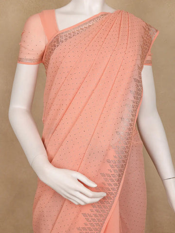 Peach Sequins Design Satin Saree - Diadem