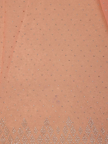 Peach Sequins Design Satin Saree - Diadem