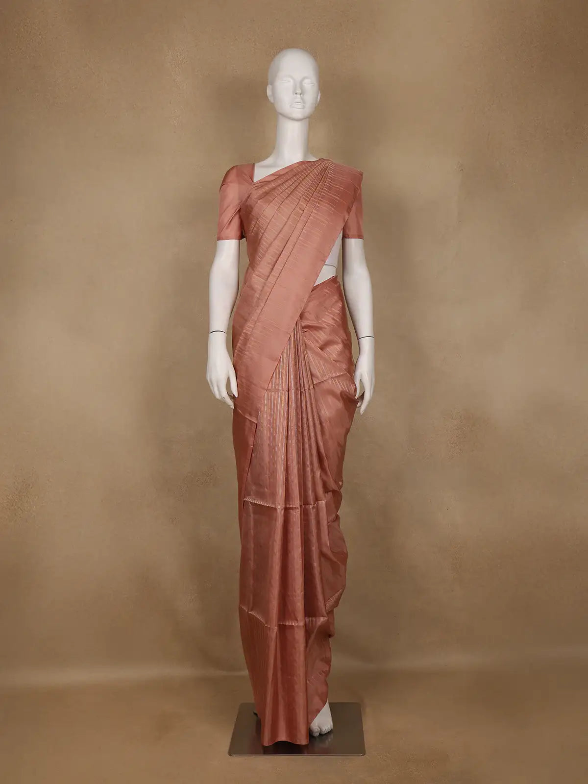 Peach Striped Design Soft Silk Saree - Diadem