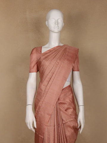 Peach Striped Design Soft Silk Saree - Diadem