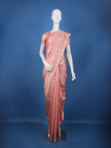 Peach floral Design Semi Tissue Saree - Diadem
