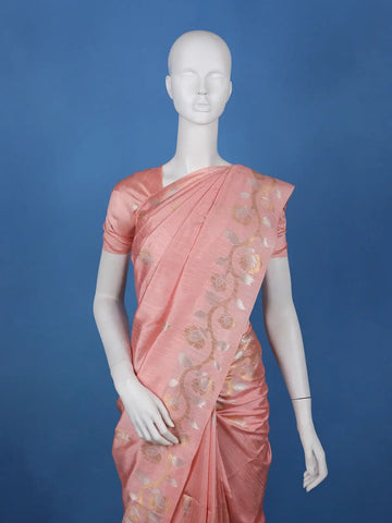 Peach floral Design Semi Tissue Saree - Diadem