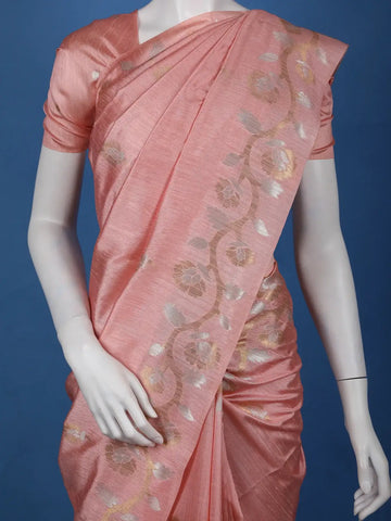Peach floral Design Semi Tissue Saree - Diadem