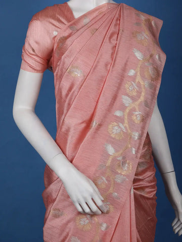 Peach floral Design Semi Tissue Saree - Diadem