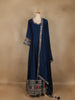 Peacock Blue Embroidered Silk Anarkali Gown - Diadem