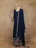 Peacock Blue Embroidered Silk Anarkali Gown - Diadem