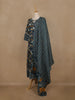 Peacock Blue Floral And Paisley Printed Cotton Salwar Suit With Dupatta - Diadem