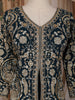 Peacock Blue Floral Embroidered Design Chiffon Palazzo Suit with Dupatta