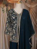Peacock Blue Floral Embroidered Design Chiffon Palazzo Suit with Dupatta