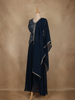 Peacock Blue Floral Embroidered Georgette Palazzo Suit