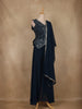 Peacock Blue Floral Embroidered Georgette Palazzo Suit