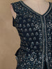 Peacock Blue Floral Embroidered Georgette Palazzo Suit