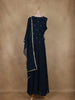 Peacock Blue Floral Embroidered Georgette Palazzo Suit