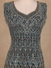 Peacock Blue Floral Sequins Embroidered Design Georgette Palazzo Suit