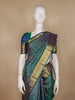 Peacock Blue Floral Woven Pure Kanchipuram Silk Saree - Diadem