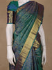 Peacock Blue Floral Woven Pure Kanchipuram Silk Saree - Diadem