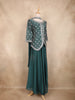 Peacock Green Sequins Design Georgette Palazzo Suit with Choker Dupatta