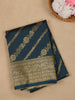 Peacock Blue Floral Design Silk Saree - Diadem
