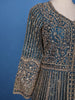 Peacock Blue Floral Embroidery Net Bridal Pakistani Lehenga - Diadem