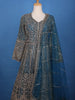 Peacock Blue Floral Embroidery Net Bridal Pakistani Lehenga - Diadem