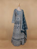 Peacock Blue Floral Embroidery Net Bridesmaid Gown - Diadem