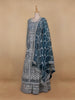 Peacock Blue Floral Embroidery Net Bridesmaid Gown - Diadem