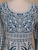 Peacock Blue Floral Embroidery Net Bridesmaid Gown - Diadem