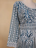 Peacock Blue Floral Embroidery Net Bridesmaid Gown - Diadem