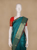 Peacock Green Butta Design Zari Weaving Soft Silk Saree - Diadem