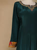 Peacock Green Floral Designed Semi Silk Anarkali Salwar Suit - Diadem