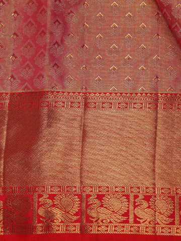 Pink Brocade Woven Pure Kanchipuram Tissue Silk Saree - Diadem